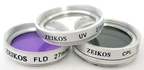 Zeikos 27mm Multi-Coated, High Definition Glass 3 Piece High Resolution Glass Filter Kit (UV, Fluorescent, Circular Polarizer) - iHip