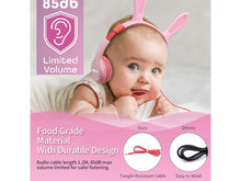 Load image into Gallery viewer, Kids Bunny Wired On-Ear headphones magnetic ears with LED lights
