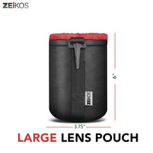 Load image into Gallery viewer, Zeikos Lens Case, Large Size, Thick Protective Neoprene Pouch for DSLR Camera Lens (Canon, Nikon, Pentax, Sony, Olympus, Panasonic) + Free MiracleFiber Cleaning Cloth - iHip
