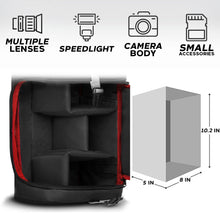 Load image into Gallery viewer, Zeikos Sling Bag for Professional Camera and Accessories, Adjustable Padded Dividers, Waterproof Carrying Backpack case for DSLR, Lens, Cleaning Supply and Speed Light Comes with Miracle Fiber Cloth - iHip
