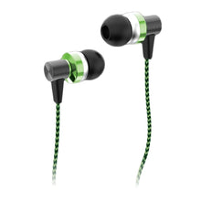 Load image into Gallery viewer, iHip ANZU Fiber Cord Built in Mic Earbuds, Wired in-Ear Headphones with Tangle-Free Cord, Noise Isolating, Bass Driven Sound, Ear Bud Tips- Green - iHip
