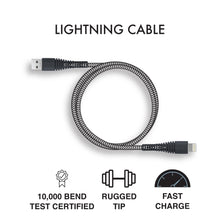 Load image into Gallery viewer, iHip 9ft PVC Black Fast Charging Lighting Braided Cable Rugged Tip Untra Strong Bend Test Certified - iPhone Charger Cable Durable USB Charging Cable Cord for iPhone/ iPad /iPod - iHip
