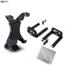 Load image into Gallery viewer, New Zeikos Tripod Phone and Tablet Mount Adapter Combo, Fits with 1/4 Mounting Hole Screw, Adapter Also Work with Any Standard Size Monopod and Selfie Stick - iHip
