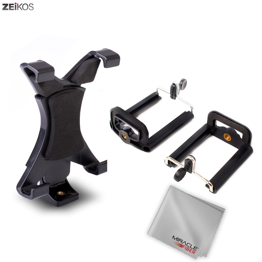 New Zeikos Tripod Phone and Tablet Mount Adapter Combo, Fits with 1/4 Mounting Hole Screw, Adapter Also Work with Any Standard Size Monopod and Selfie Stick - iHip