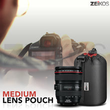 Load image into Gallery viewer, Zeikos Lens Case, Medium Size, Thick Protective Neoprene Pouch for DSLR Camera Lens (Canon, Nikon, Pentax, Sony, Olympus, Panasonic), Comes with a Miracle Microfiber Cloth - iHip
