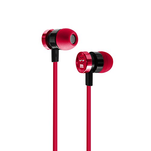 iHip M&M'S Brand Stereo Earbud with Built-in Mic for iPhone, iPad, iPod, Samsung or any Smartphone, MP3 Player - Red - iHip
