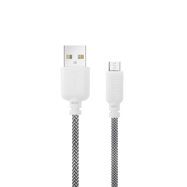 iHip 10ft PVC Micro USB High-Speed Data and Charging Braided Cable Black & White for Samsung Galaxy, Samsung Note, LG, Nexus, Nokia, PS4, Xbox One Controller - iHip