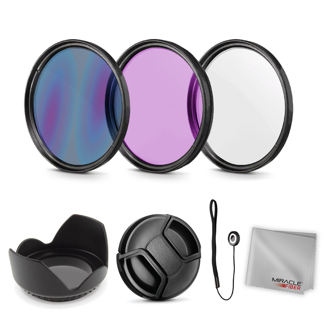 Zeikos 67MM Multi-Coated UV-CPL-FLD Professional Lens Filter Kit, Tulip Flower Lens Hood, Lens Cap and Lens Cap Keeper with Pouch and Miracle Fiber Microfiber Cloth - iHip