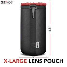 Load image into Gallery viewer, Zeikos Lens Case, Extra Large Size, Thick Protective Neoprene Pouch for DSLR Camera Lens (Canon, Nikon, Pentax, Sony, Olympus, Panasonic), Comes with a Miracle Microfiber Cloth - iHip
