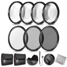 Load image into Gallery viewer, Zeikos 52MM Neutral Density Filter Set (ND2 ND4 ND8), Macro Close-Up Filter Set (+1 +2 +4 +10), Tulip Flower Lens Hood, Lens Cap and Lens Cap Keeper with Pouch and Microfiber Cloth - iHip
