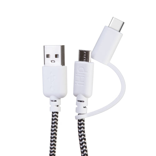 iHip 10ft 2-in-1 Type C/Micro USB Charging Cable